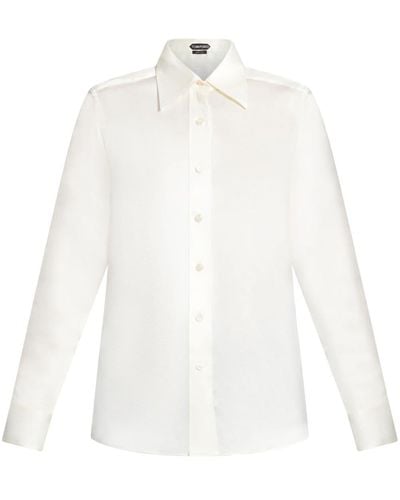 Tom Ford Long-sleeve Silk Shirt - White