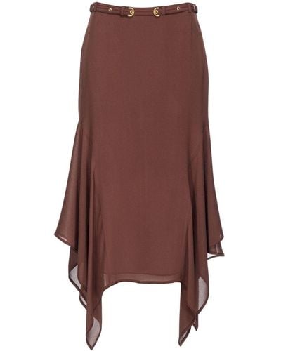 Pinko Belted Asymmetric Midi Skirt - Brown