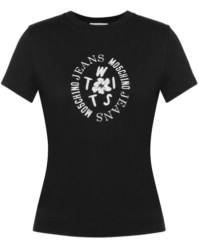 Moschino Jeans T-Shirt mit Logo-Print - Schwarz