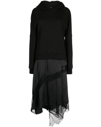 Goen.J Lace-trim Hooded Midi Dress - Black