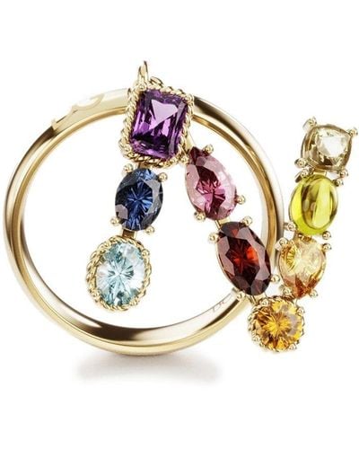 Dolce & Gabbana Rainbow alphabet N ring in yellow gold with multicolor fine gems - Mettallic