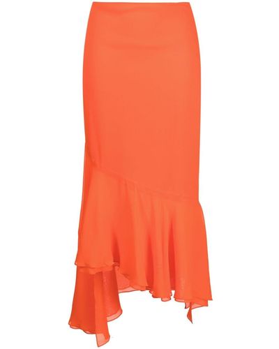 ANDAMANE Asymmetric Mid Skirt - Orange
