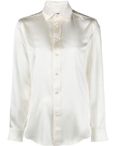 Polo Ralph Lauren Chemise en soie à manches longues - Blanc