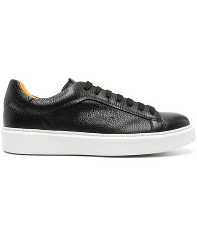 Doucal's Round-toe Leather Sneakers - Black