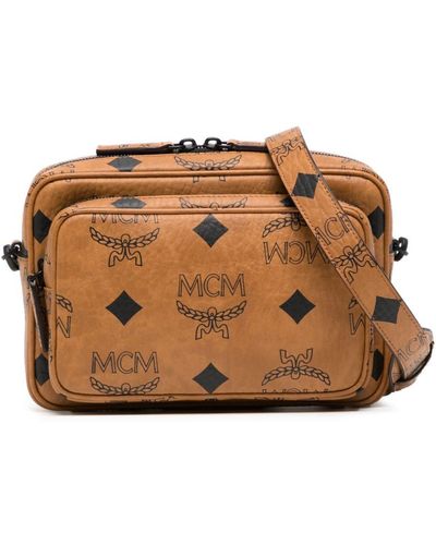 MCM Small Aren Maxi Visetos Crossbody Bag - Brown