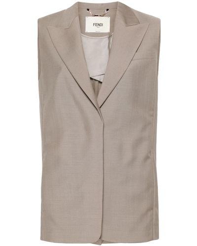 Fendi Gilet con ricamo - Grigio