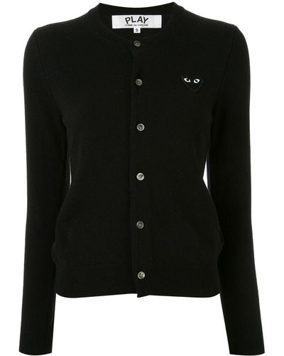 COMME DES GARÇONS PLAY Logo Embroidered Buttoned Cardigan - Black