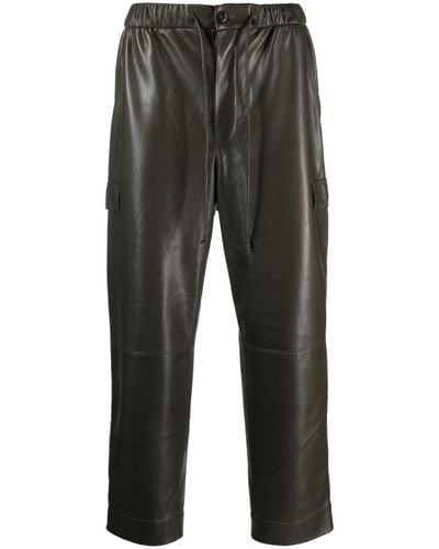 Nanushka Jain Cropped Leather Pants - Gray