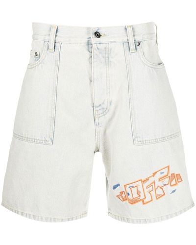 Off-White c/o Virgil Abloh Jeans-Shorts mit Logo-Stickerei - Weiß