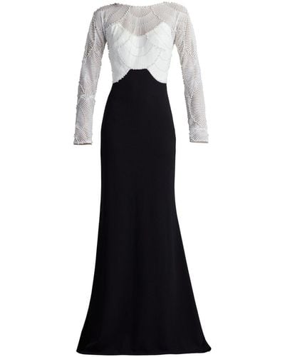 Tadashi Shoji A-line Long Sleeve Gown - Black