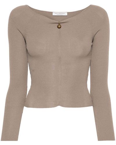 Philosophy Di Lorenzo Serafini Pendant-detail Long-sleeve Sweater - Brown