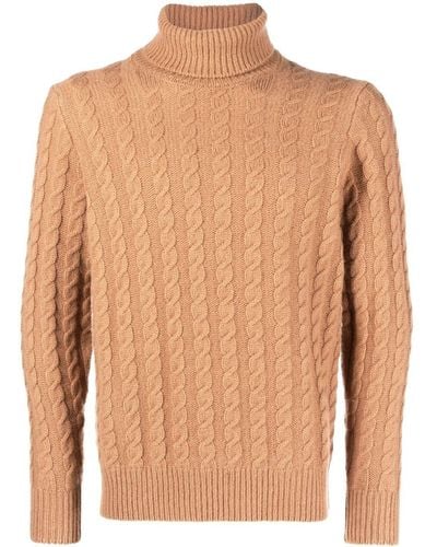 Zanone Cable-knit Roll-neck Sweater - Brown