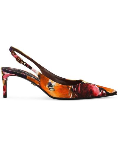 Dolce & Gabbana Brocade Leather Slingback Court Shoes - Pink