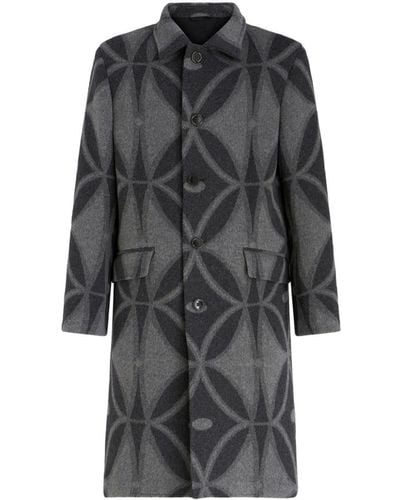 Etro Geometric-jacquard Wool Coat - Gray