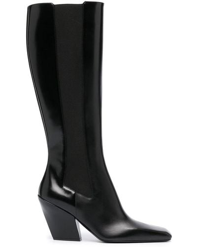 Prada Block-heel Leather Boots - Black