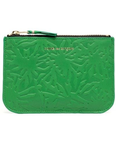 Comme des Garçons Embossed-pattern Leather Wallet - Green