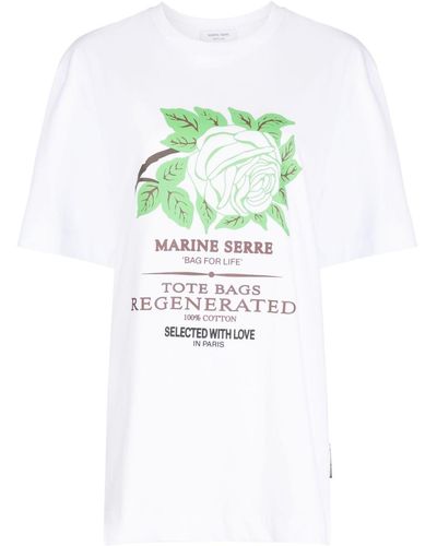 Marine Serre Text-print Cotton T-shirt - White