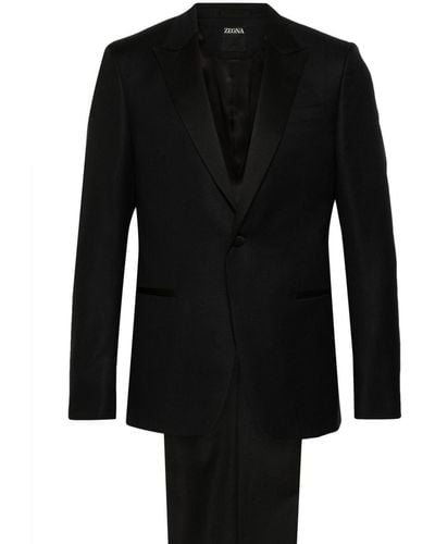 ZEGNA Single-breasted Wool Suit - Black