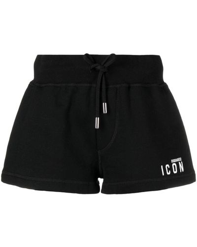 DSquared² Be Icon Cotton Shorts - Black