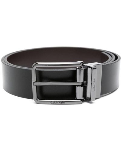 Calvin Klein Two-buckles Leather Belt - Black