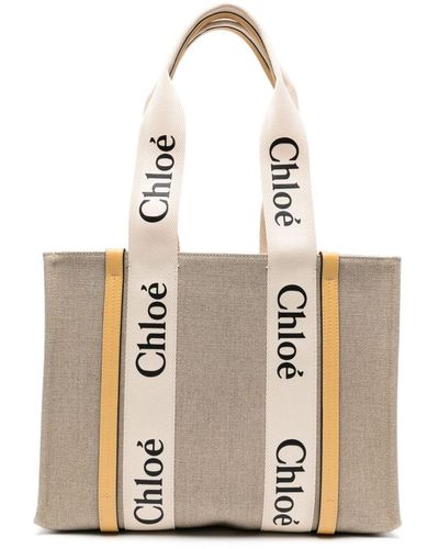 Chloé Bolso shopper Woody pequeño - Neutro