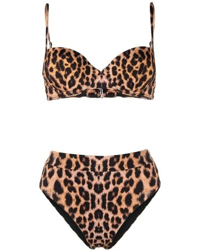 Noire Swimwear Bikini à imprimé léopard - Marron