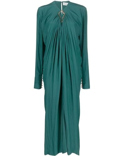 Lanvin Long Sleeve Draped Long Dress Clothing - Green