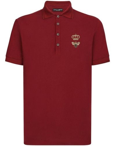 Dolce & Gabbana Polo à logo brodé - Rouge