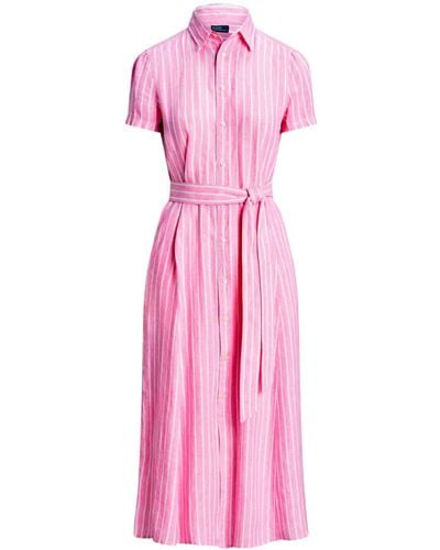 Ralph Lauren Vestido camisero a rayas - Rosa