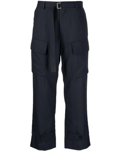Sacai Cargo-pocket Buckle-fastening Trousers - Blue