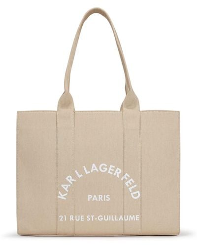 Karl Lagerfeld Shopper mit Logo-Print - Natur