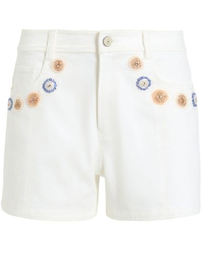 Cinq À Sept Brea beaded cotton shorts - Weiß