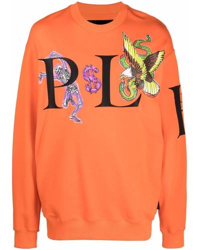 Philipp Plein Graphic-print Cotton Sweatshirt - Orange