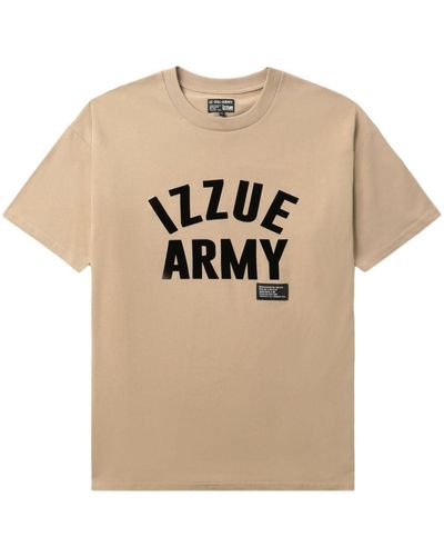 Izzue Logo-print Cotton T-shirt - Natural