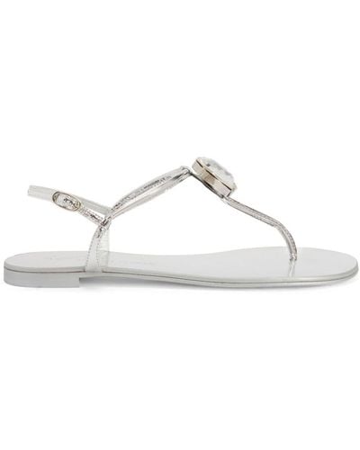 Giuseppe Zanotti Anthonia Metallic-effect Flat Sandals - White