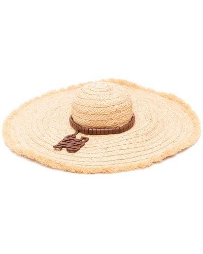 Casadei Logo-appliqué Raffia Sun Hat - Natural