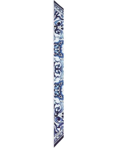 Dolce & Gabbana Twill Hoofdsjaal Met Majolica-print - Blauw