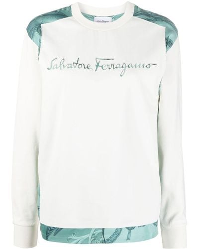 Ferragamo Logo Cotton Sweatshirt - White