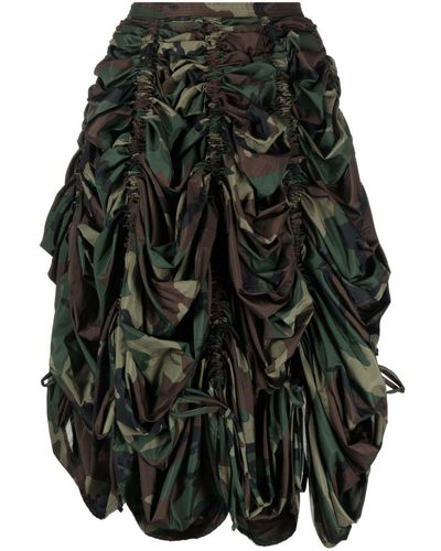 Norma Kamali Parachute Camouflage Pattern Skirt - Black