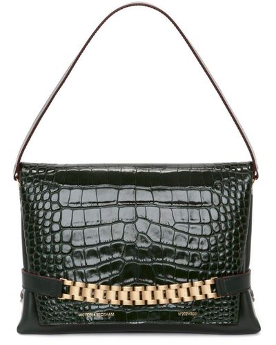 Victoria Beckham Chain Pouch Crocodile-effect Clutch Bag - Black