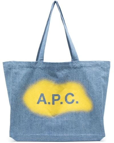 A.P.C. Bolso shopper con logo estampado - Azul