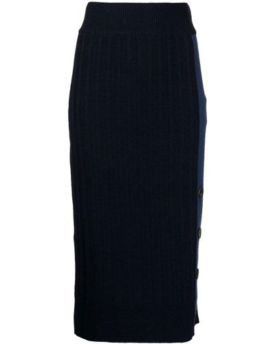 Pringle of Scotland Ribbed-knit Pencil Skirt - Blue