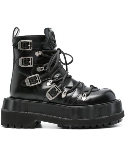 Gucci Interlocking G Leather Boots - Black