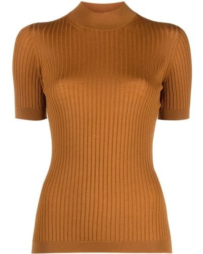Versace Ribbed-knit Wool Jumper - Brown