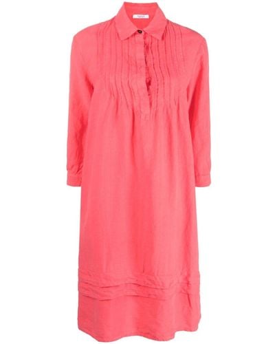Peserico Long-sleeve Pleat-detail Dress - Pink