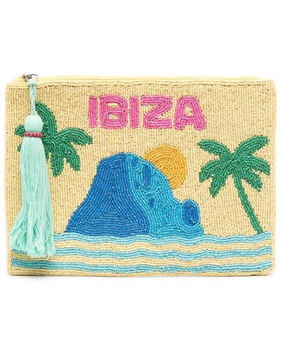Mc2 Saint Barth Ibiza-motif Beaded Clutch Bag - ブルー