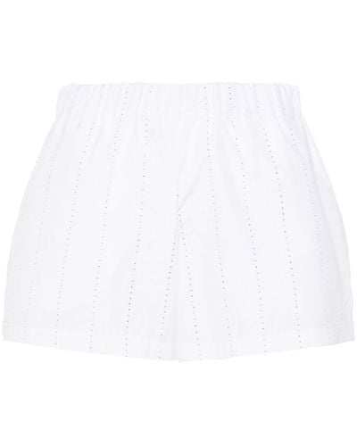 ROWEN ROSE Rhinestone-embellished Cotton Short - White