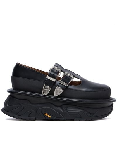 Toga Platform Leather Loafers - Black
