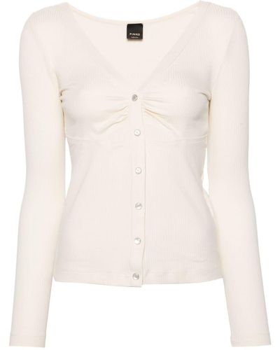Pinko Cut-out Detailed Ribbed Top - Natural
