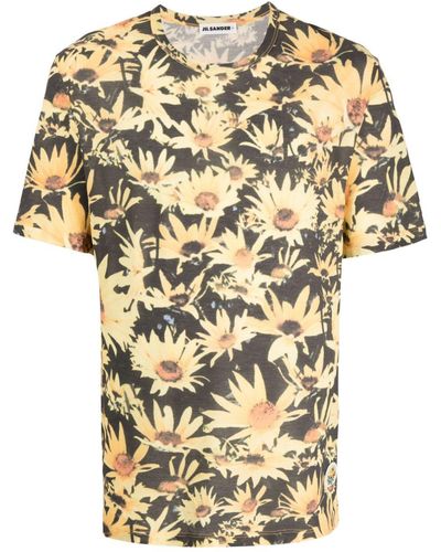 Jil Sander Sunflower-print Cotton T-shirt - Metallic